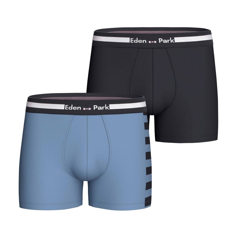 Lot de 2 Boxers homme Coton Bleu/Noir/Blanc/Rose - Eden Park