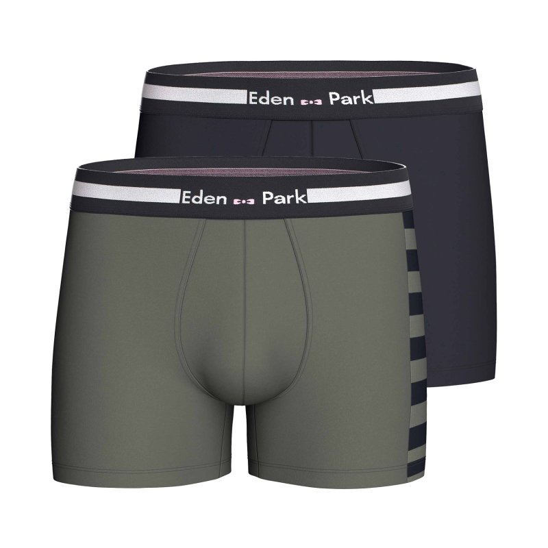 Lot de 2 Boxers homme Coton Kaki/Noir - Eden Park
