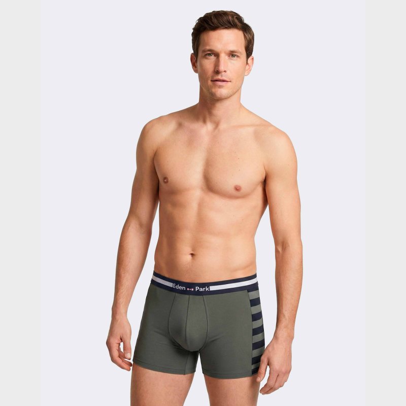 Lot de 2 Boxers homme Coton Kaki/Noir - Eden Park