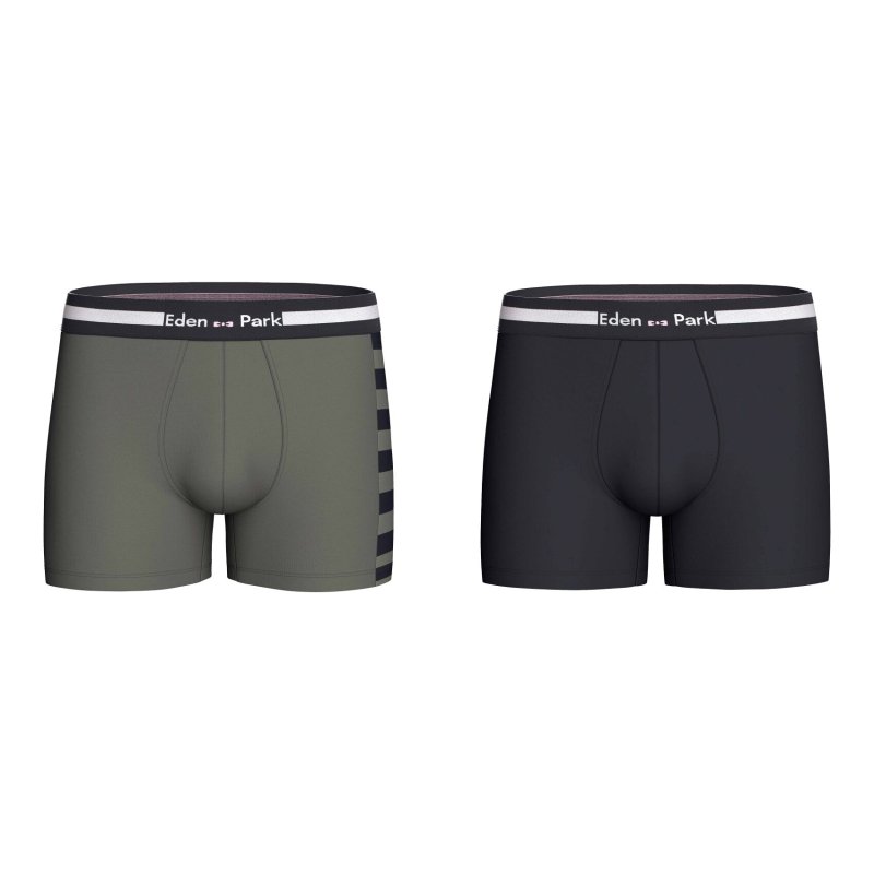 Lot de 2 Boxers homme Coton Kaki/Noir - Eden Park