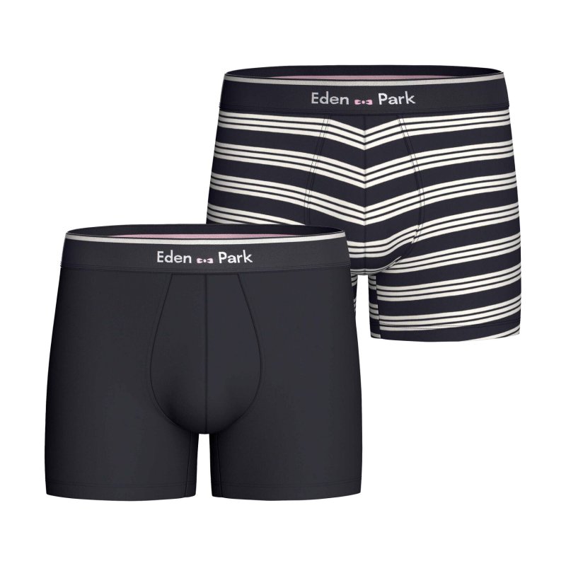 Lot de 2 Boxers homme Coton Bleu/Blanc - Eden Park