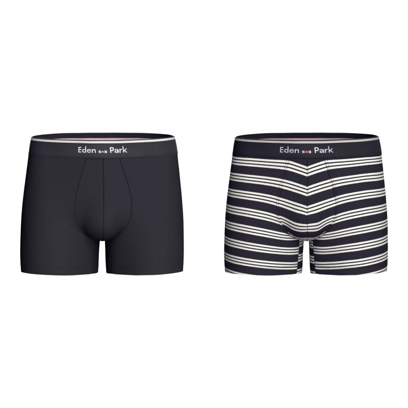 Lot de 2 Boxers homme Coton Bleu/Blanc - Eden Park