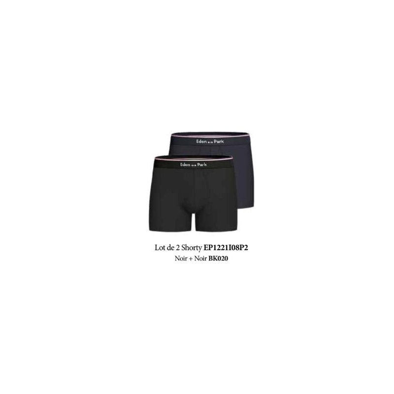 Lot de 2 Boxers homme Coton Noir/Rose/Bleu - Eden Park