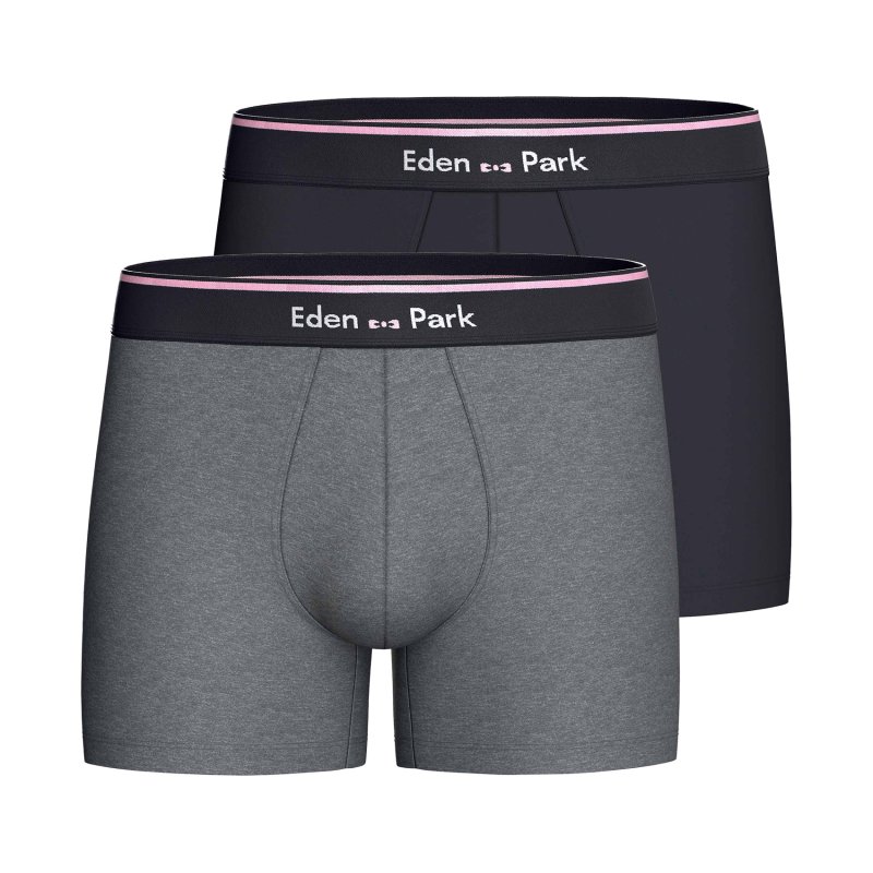 Lot de 2 Boxers homme Coton Gris/Bleu/Rose - Eden Park