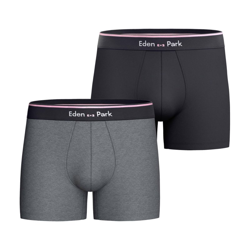 Lot de 2 Boxers homme Coton Gris/Bleu/Rose - Eden Park