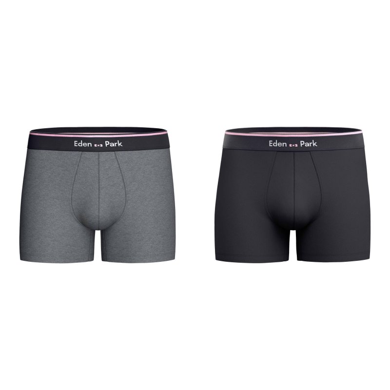 Lot de 2 Boxers homme Coton Gris/Bleu/Rose - Eden Park